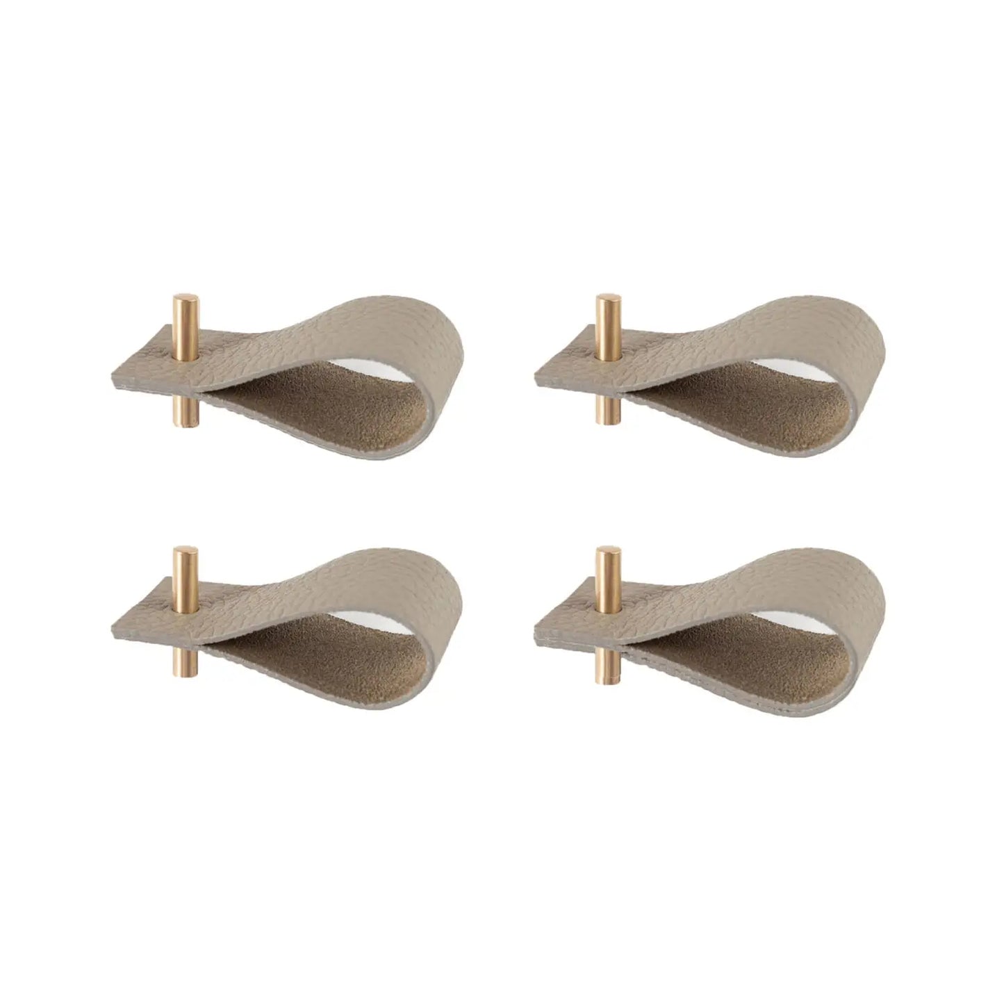 Authentic leather beige napkin ring with metal accent