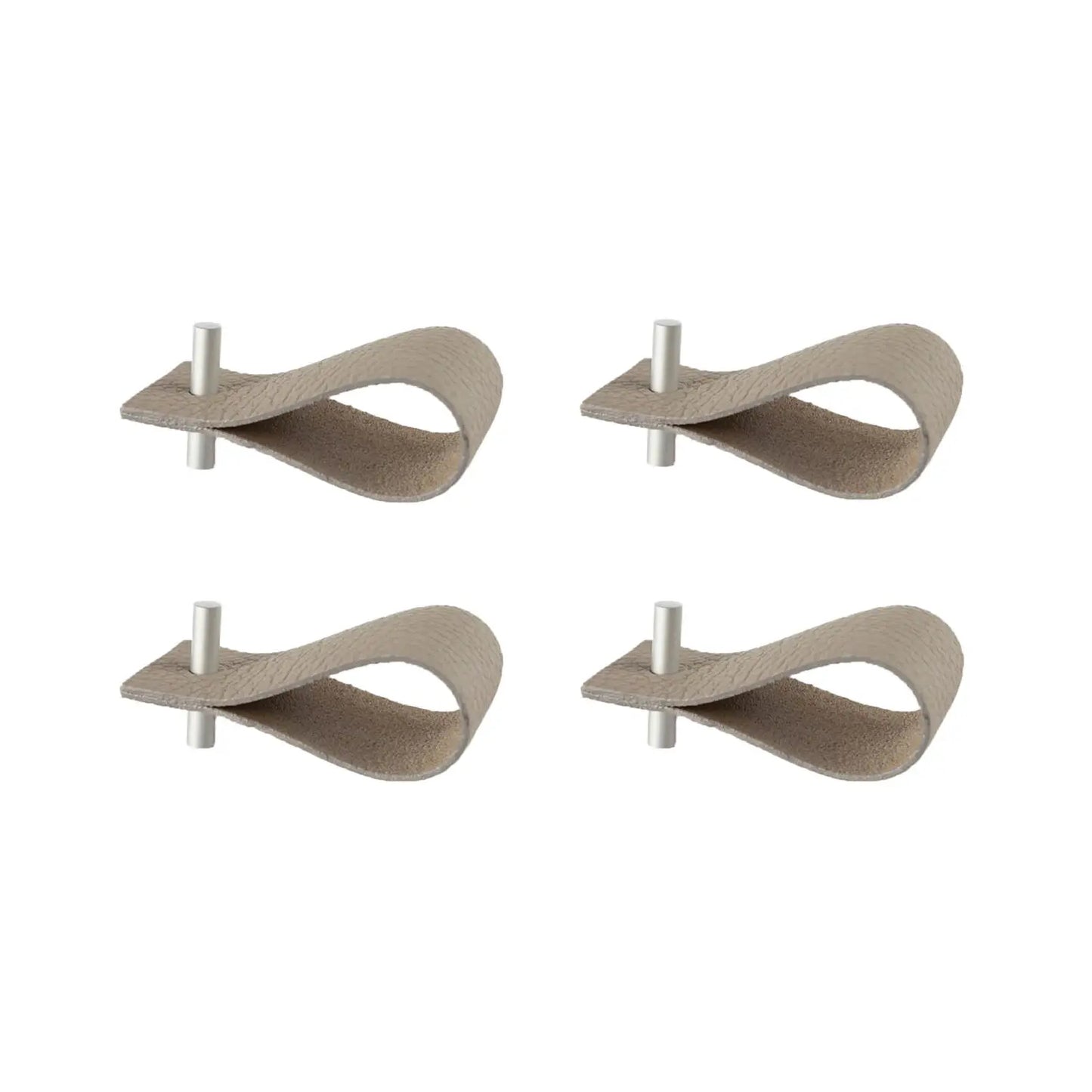 Authentic leather beige napkin ring with metal accent