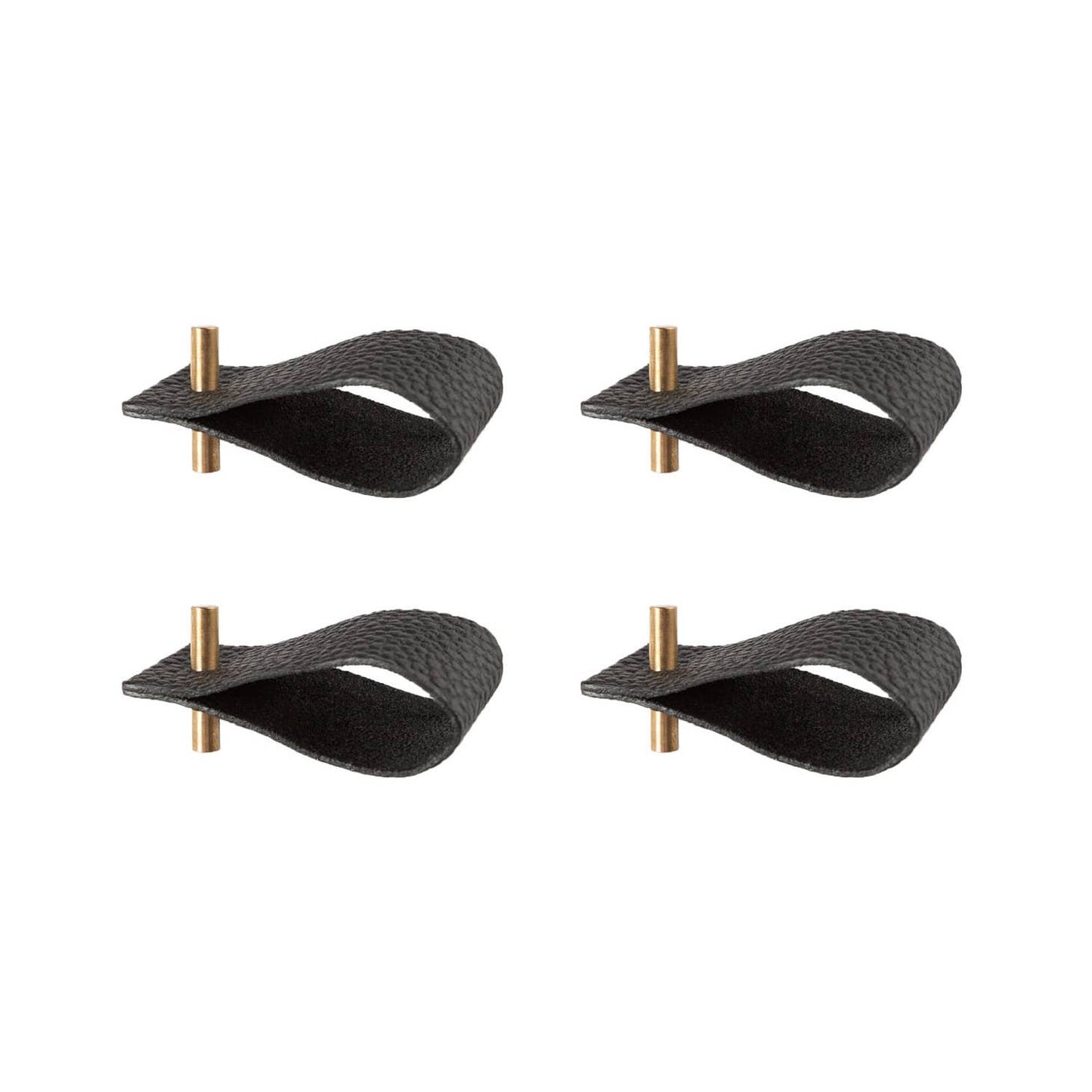 Authentic leather black napkin ring with metal accent