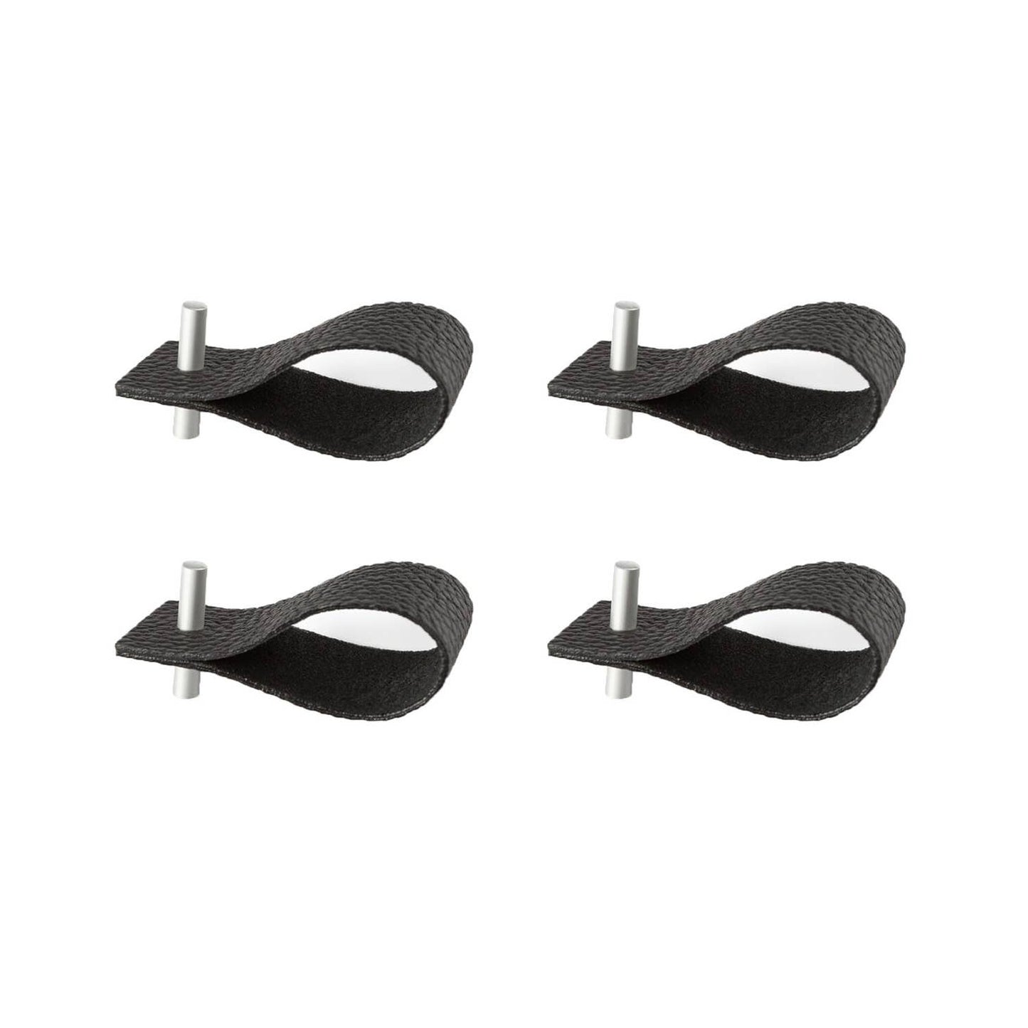 Authentic leather black napkin ring with metal accent