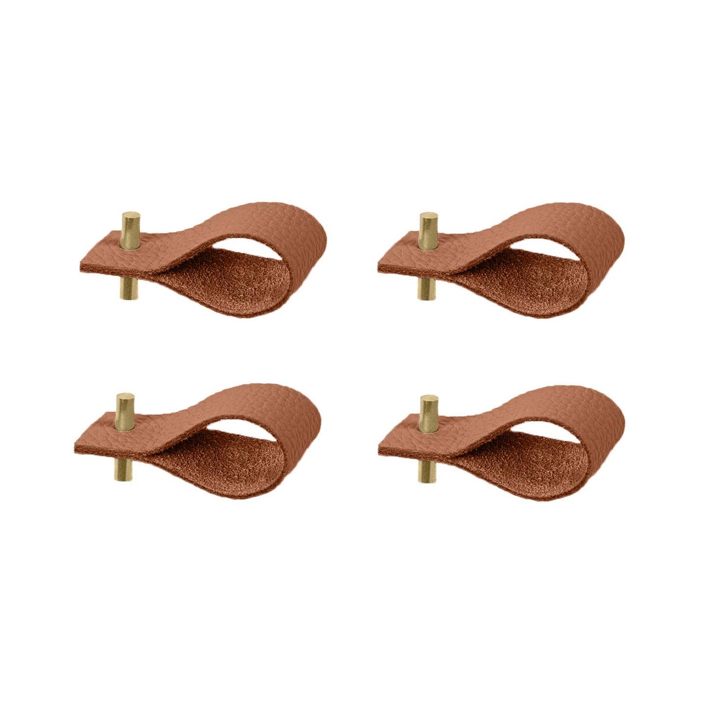 Authentic leather brown napkin ring with metal accent