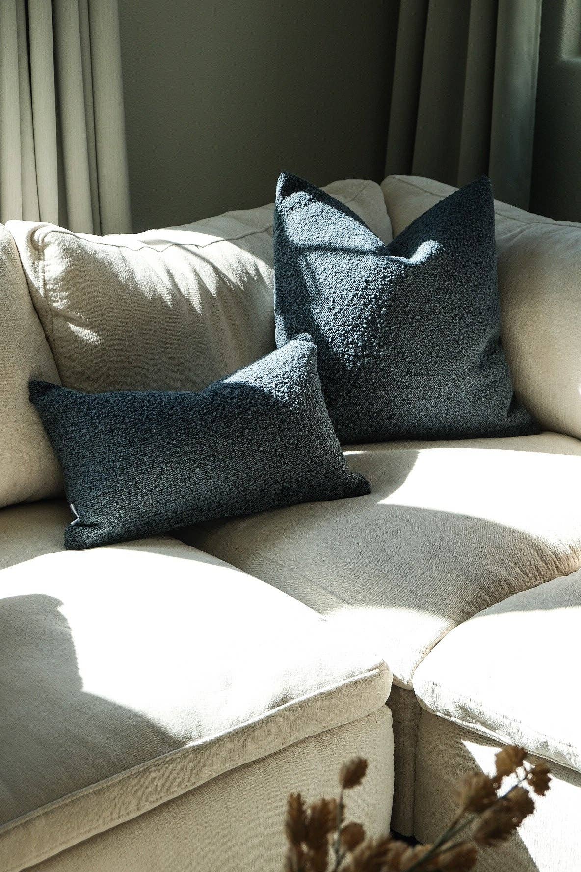 Boucle blue pillow cover
