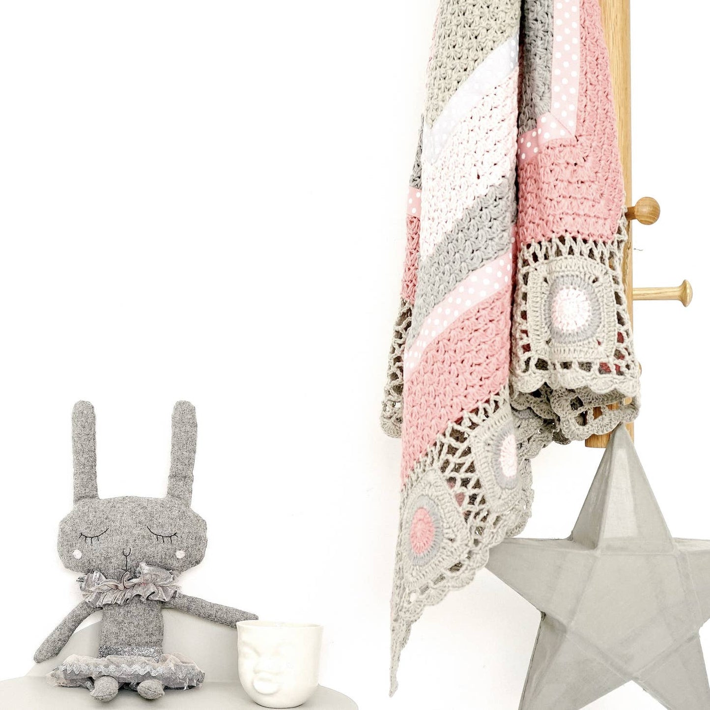 Hand Crochet Blanket | Gray and Pink by and the little dog laughed