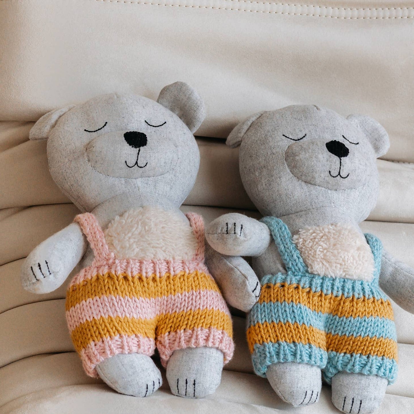 Plush Bear with knitted pants and fluffy tummy by and the little dog laughed