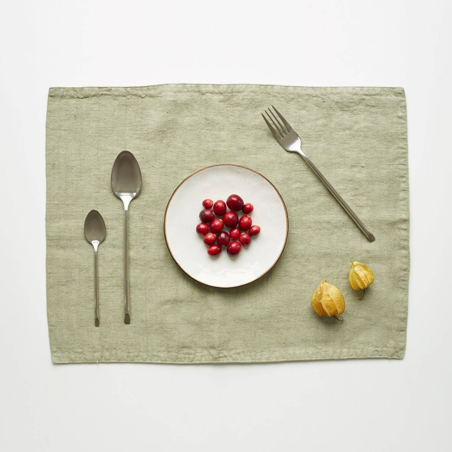 Sage/green Color Authentic sustainable pure european linen placemats double layered