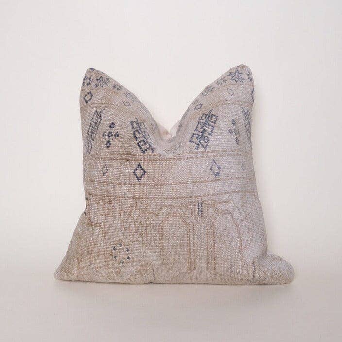 Turkish Rug Wool Pillow Cover | Trey (18" x 18")