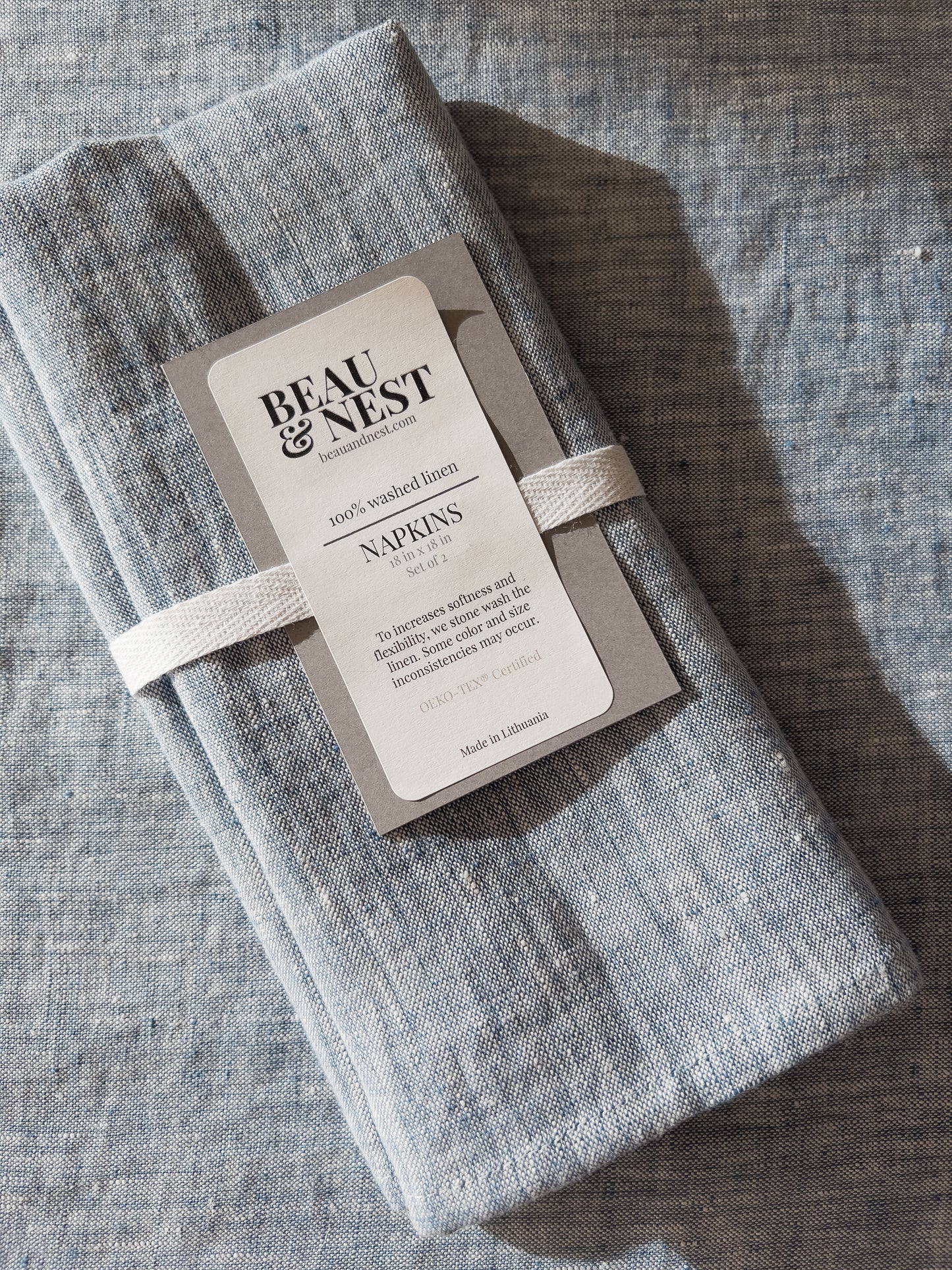 Blue color high quality pure european linen sustainable placemat or napkin