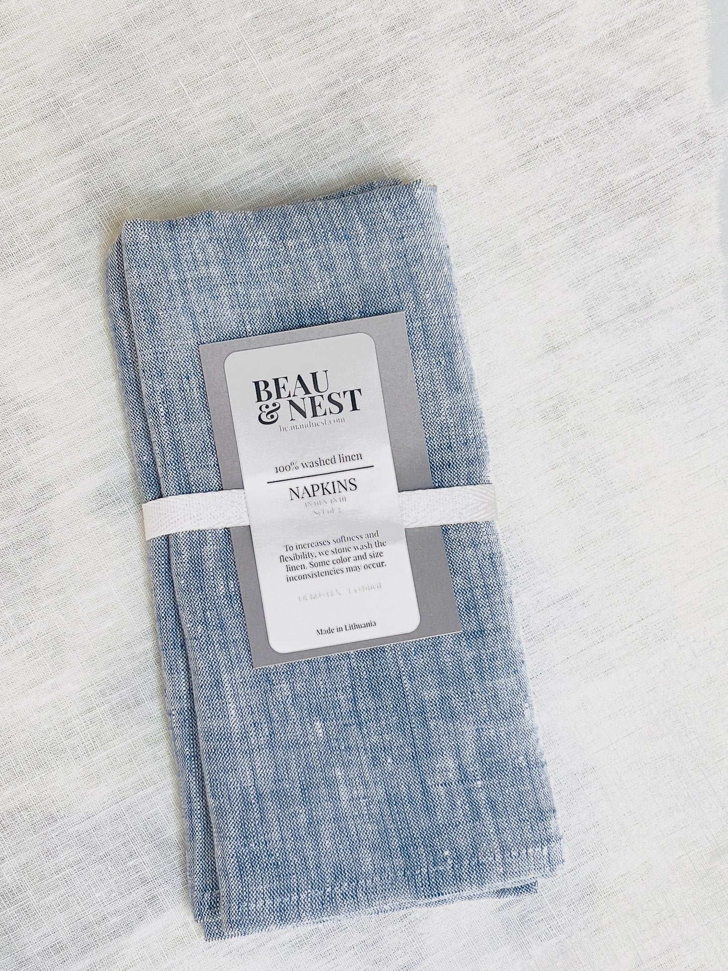 Blue color high quality pure european linen sustainable placemat or napkin