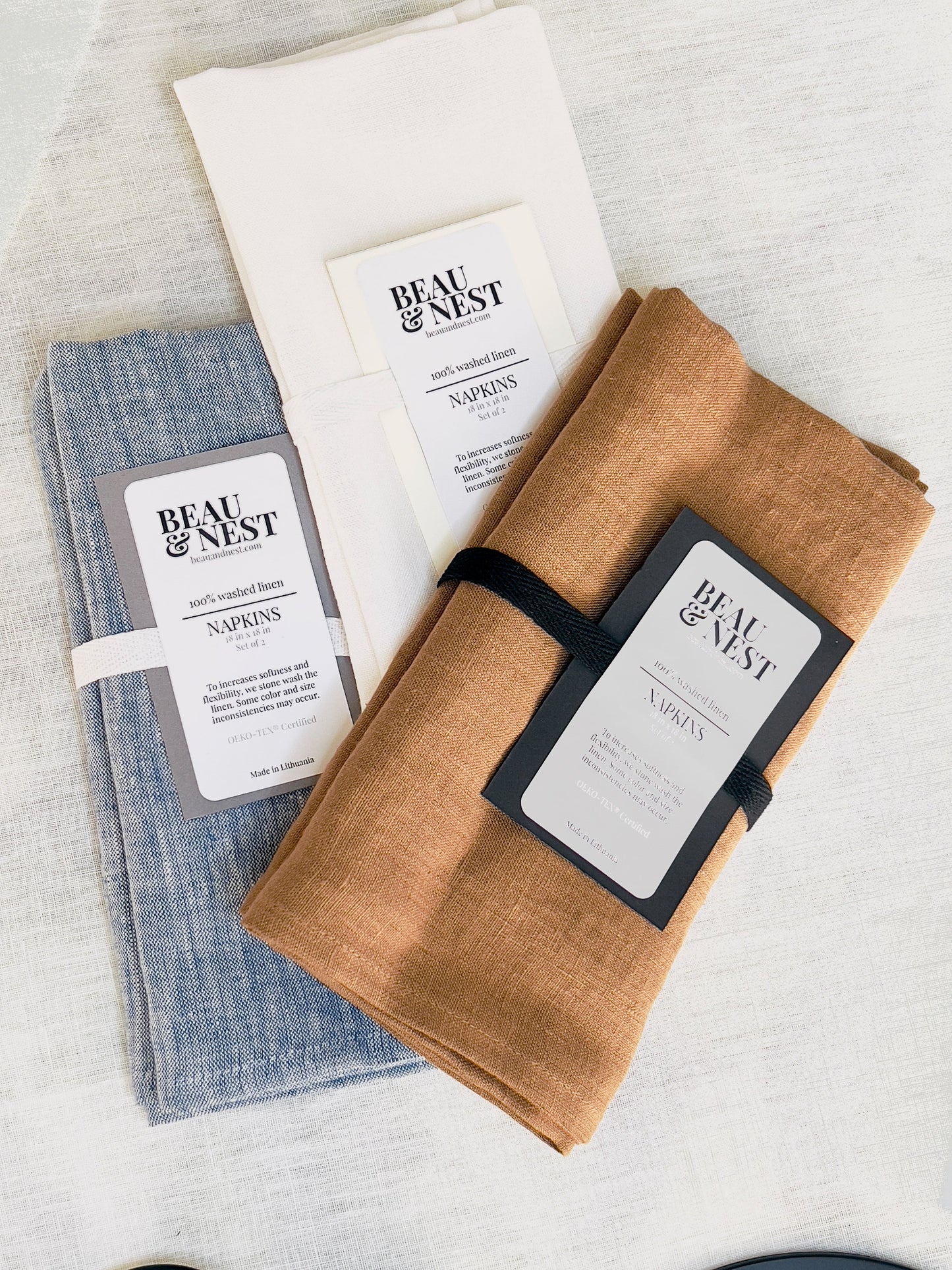 Blue color high quality pure european linen sustainable placemat or napkin