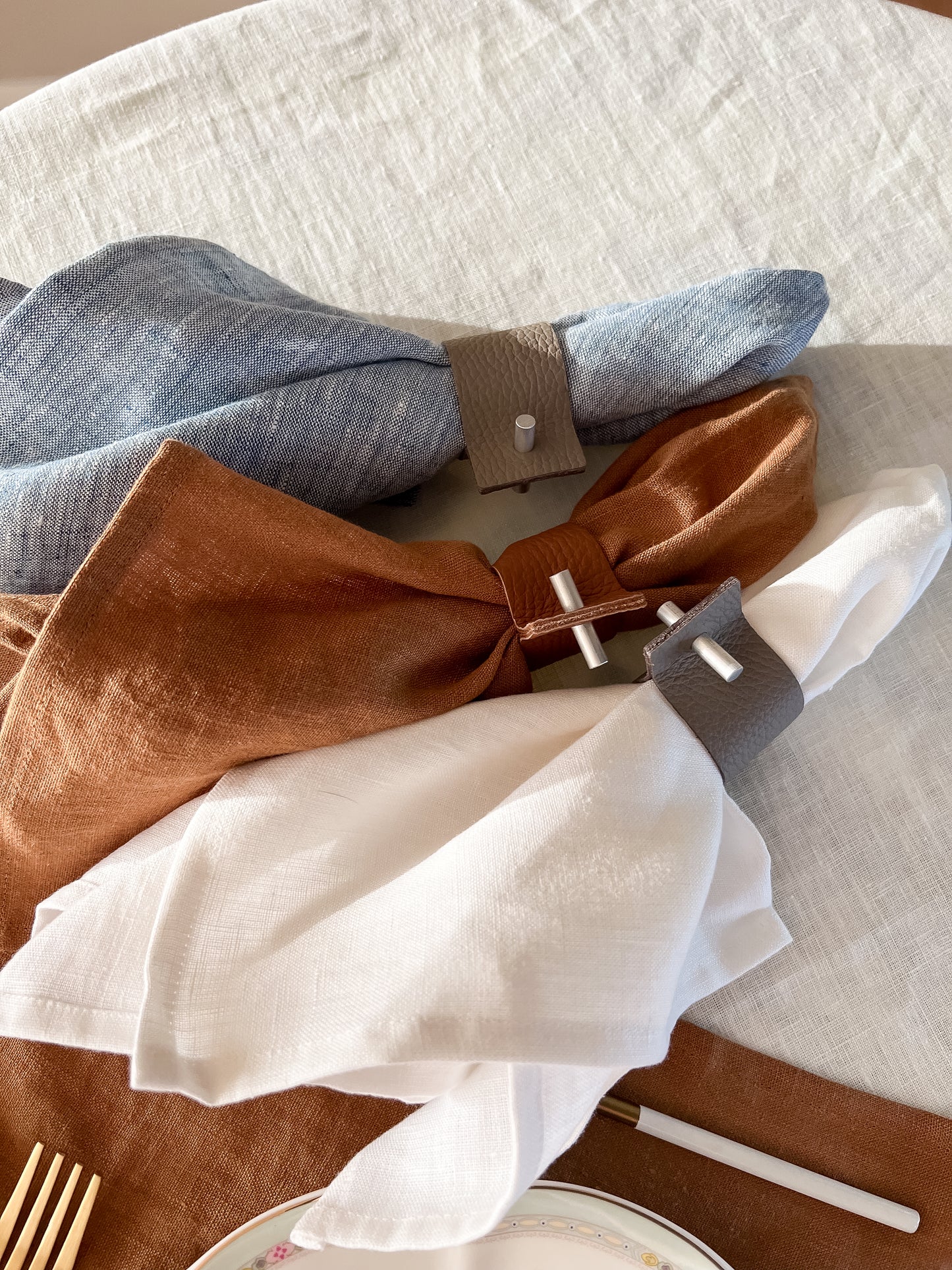 Blue color high quality pure european linen sustainable placemat or napkin