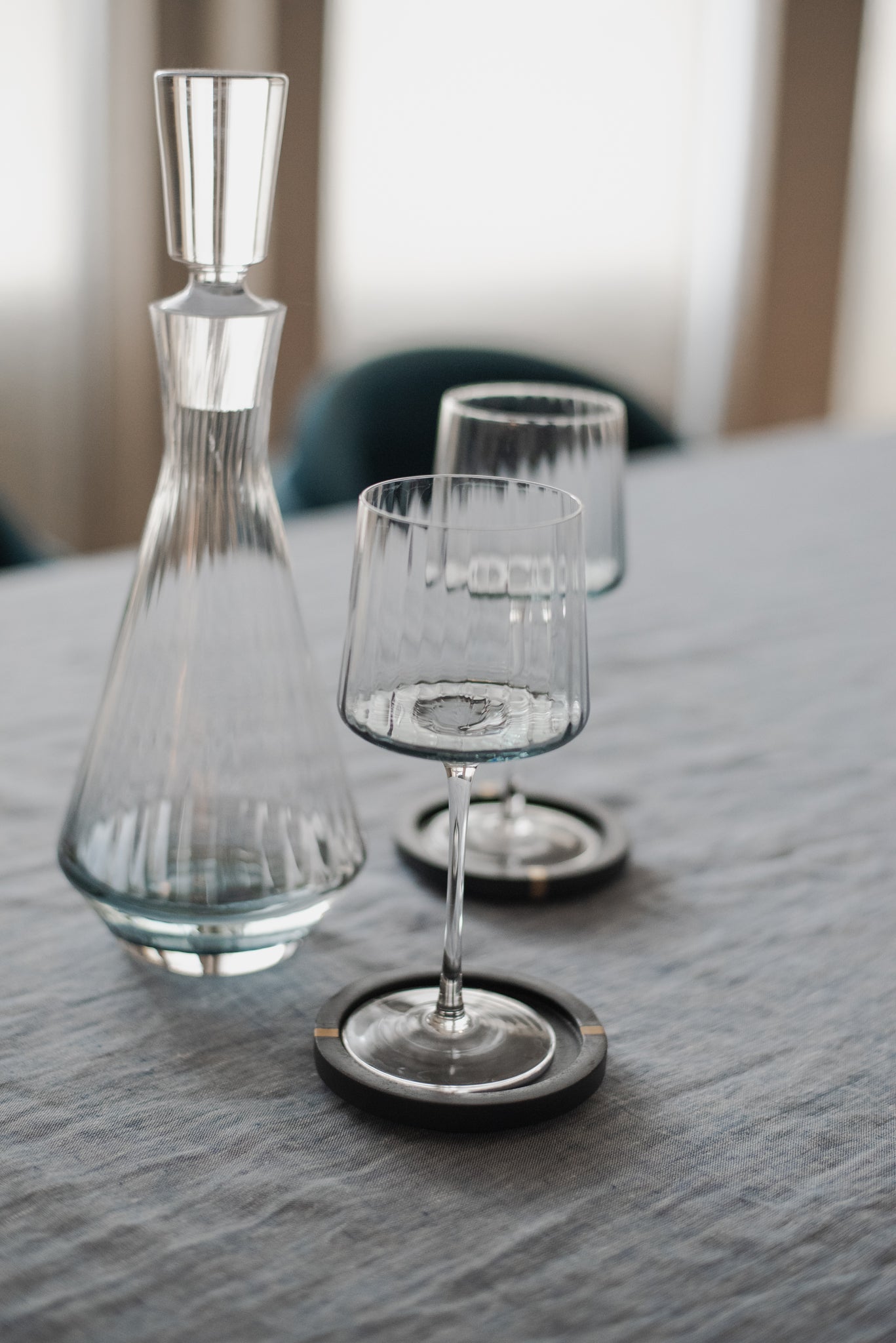 Blue color high quality pure european linen sustainable tablecloth