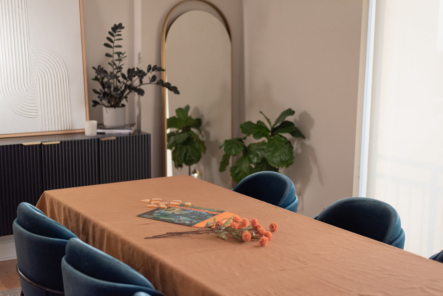 Cinnamon color high quality pure european linen sustainable tablecloth