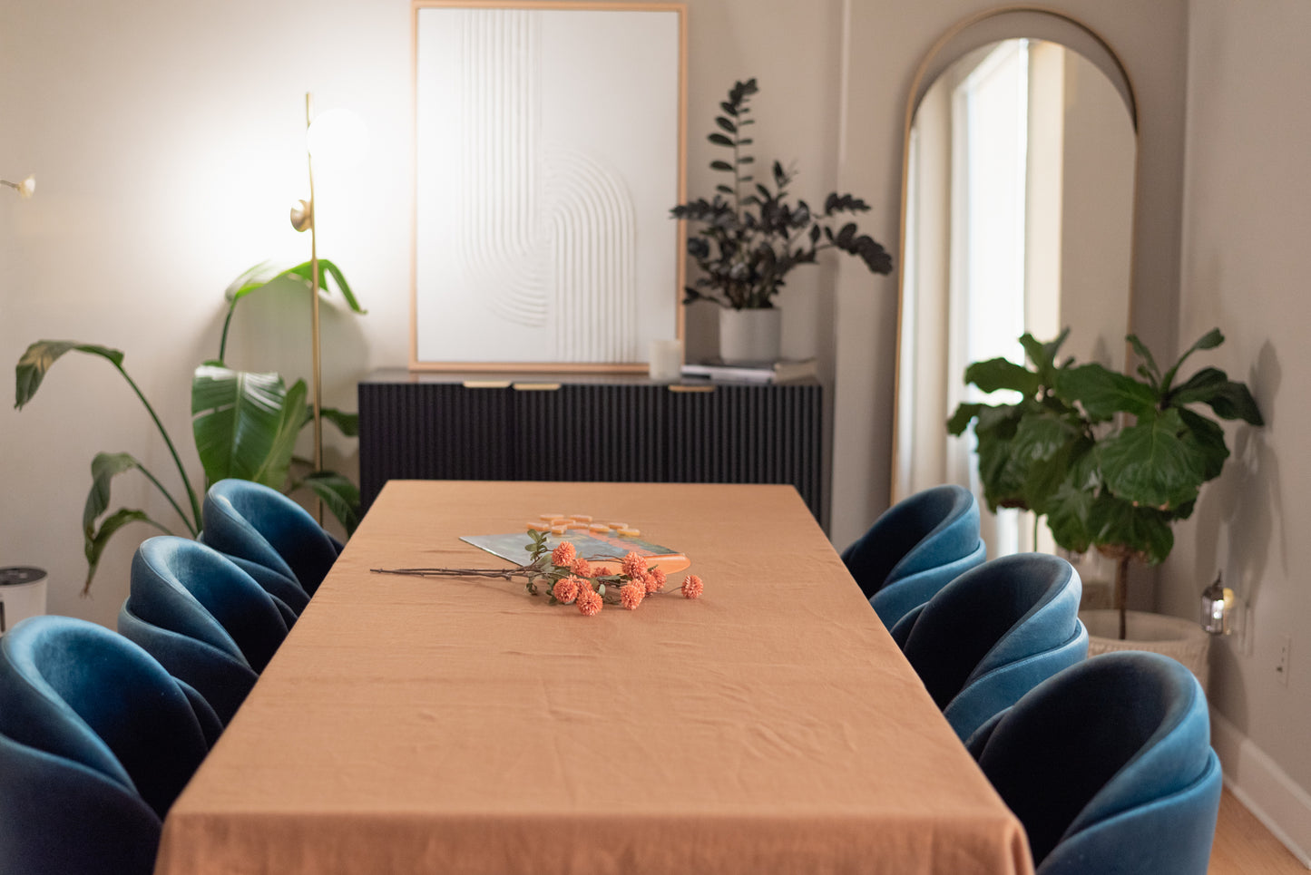 Cinnamon color high quality pure european linen sustainable tablecloth