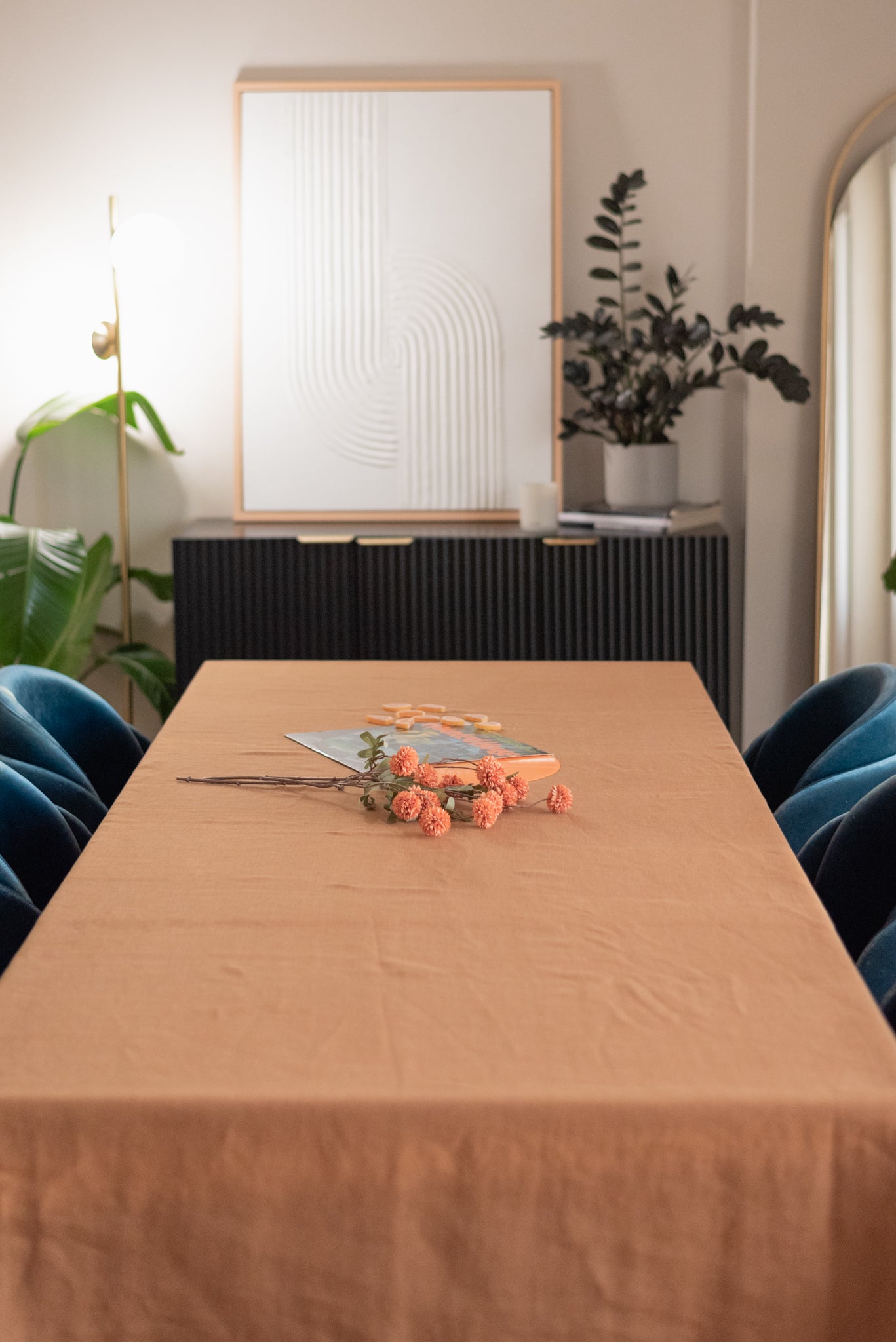 Cinnamon color high quality pure european linen sustainable tablecloth