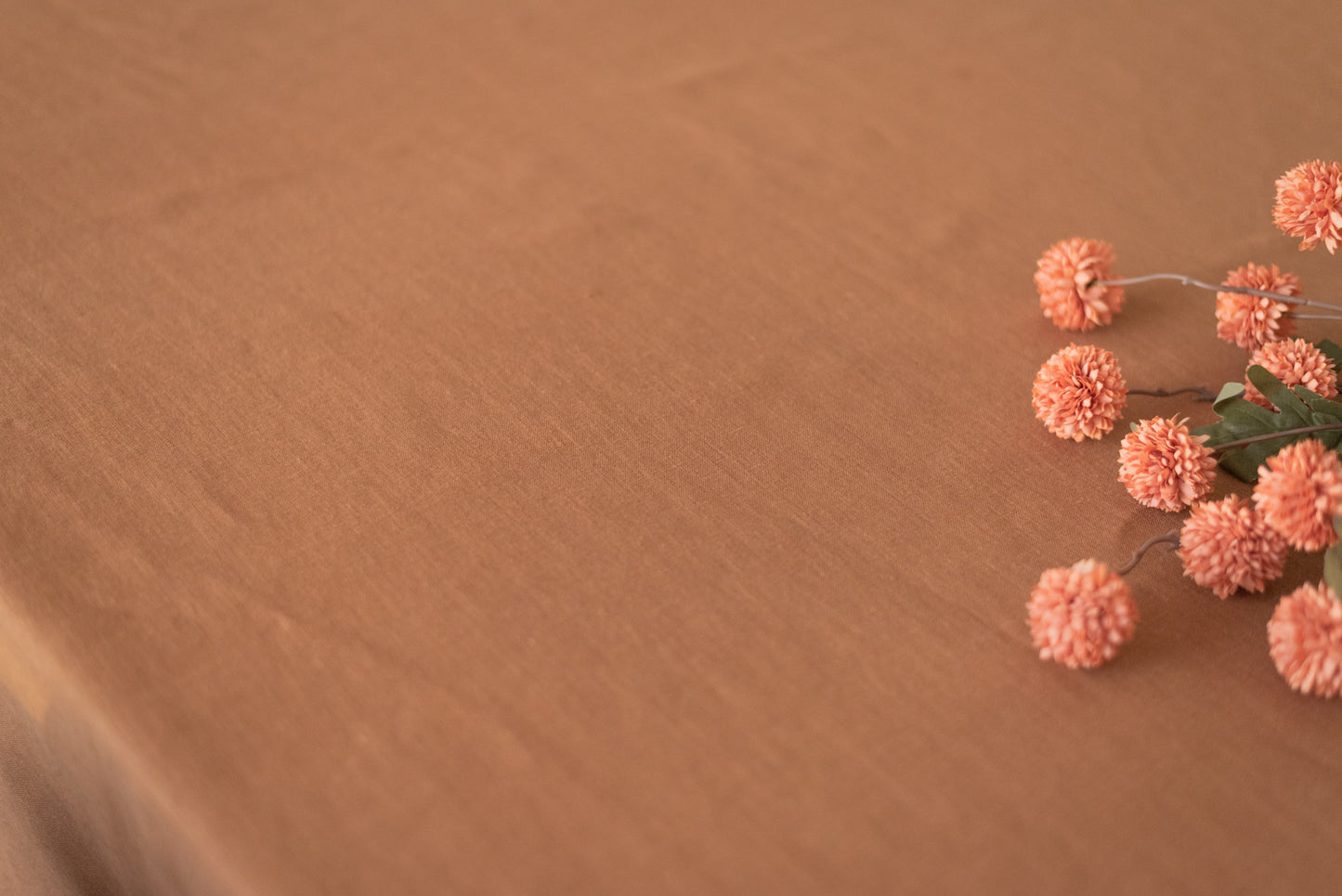 Cinnamon color high quality pure european linen sustainable tablecloth