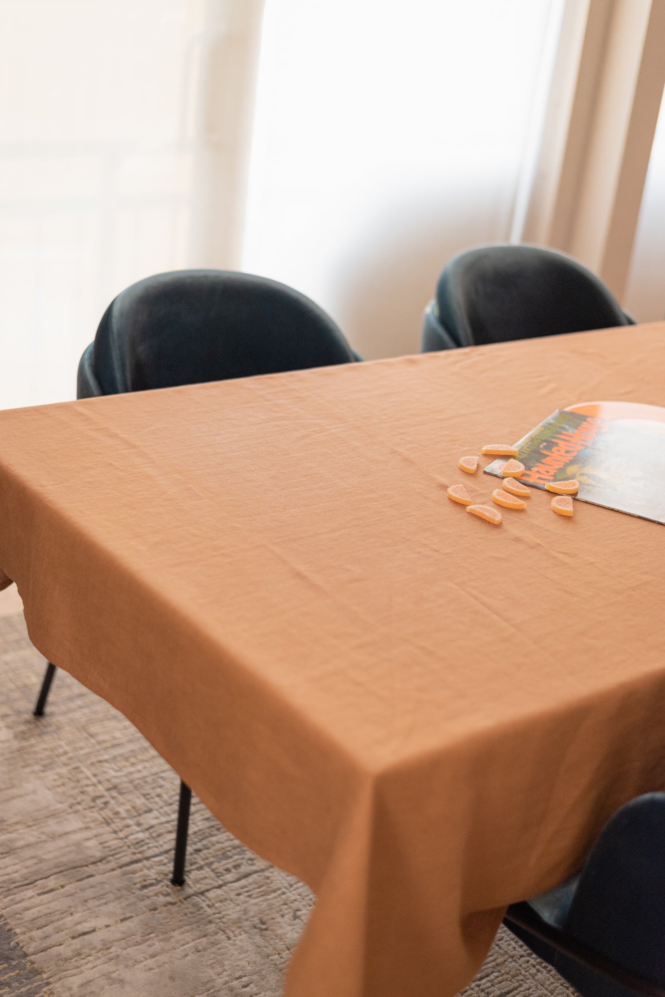 Cinnamon color high quality pure european linen sustainable tablecloth