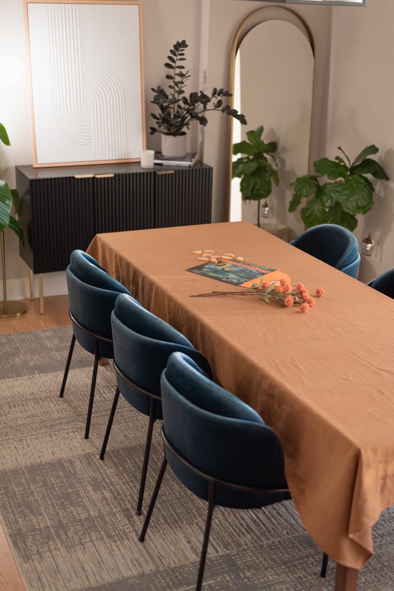 Cinnamon color high quality pure european linen sustainable tablecloth