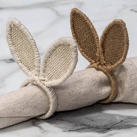 Jute Net Bunny Ear Napkin Rings | Set of 4