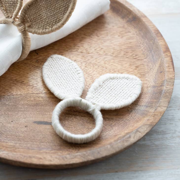 Jute Net Bunny Ear Napkin Rings | Set of 4