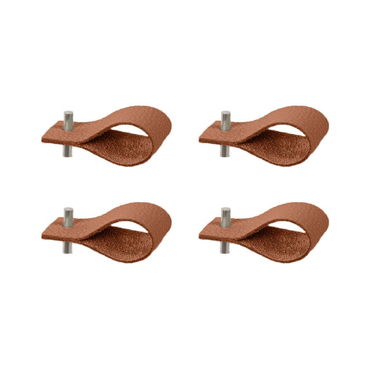 Authentic leather brown napkin ring with metal accent