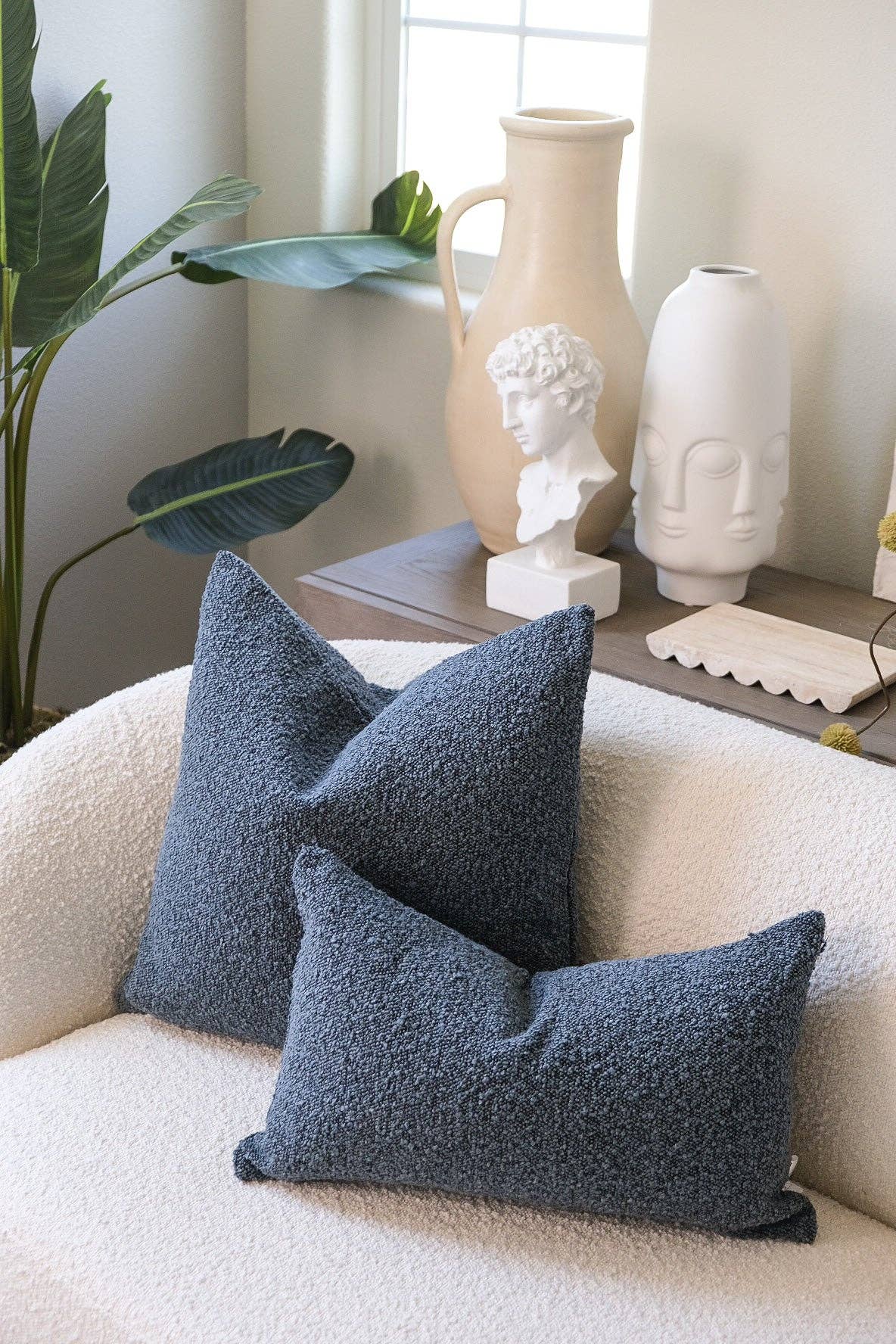 Boucle blue color pillow cover