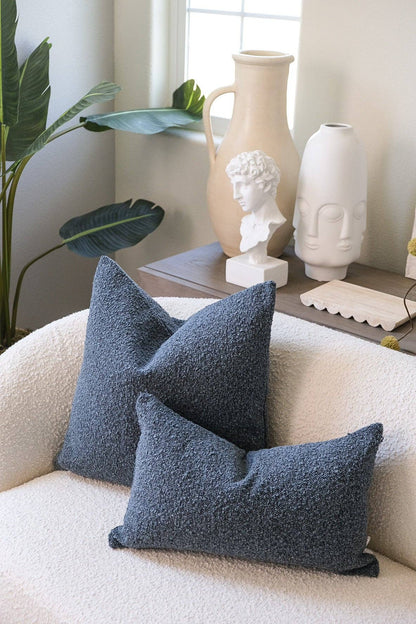 Boucle blue color pillow cover
