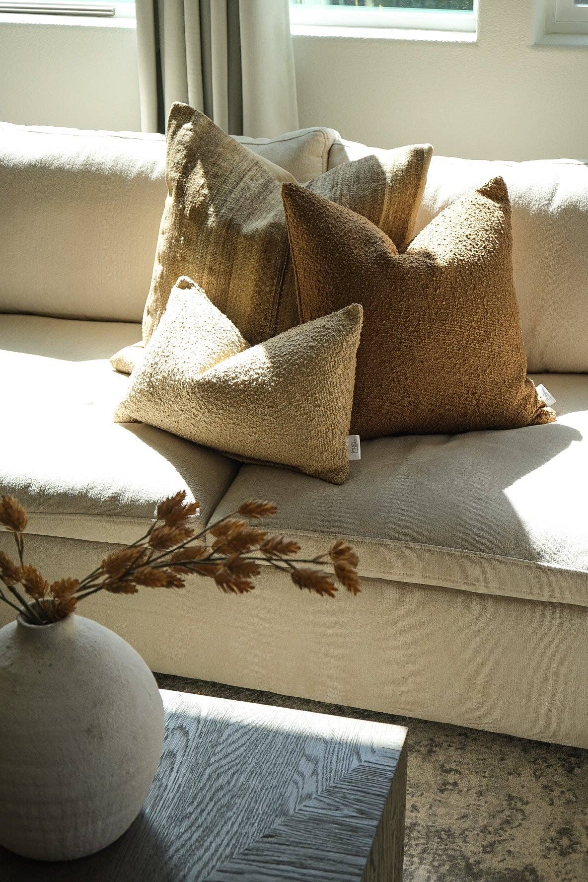 Boucle brown pillow cover 