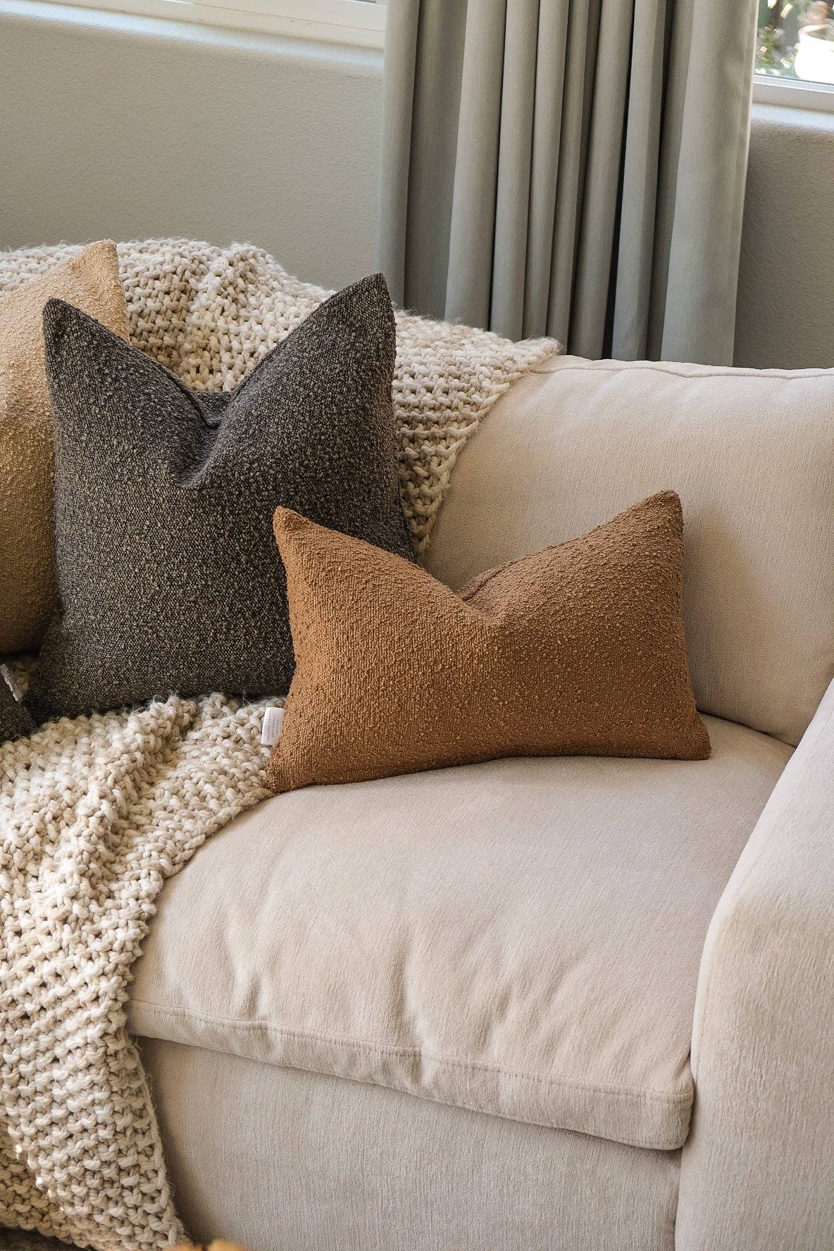 Boucle dark brown color pillow cover