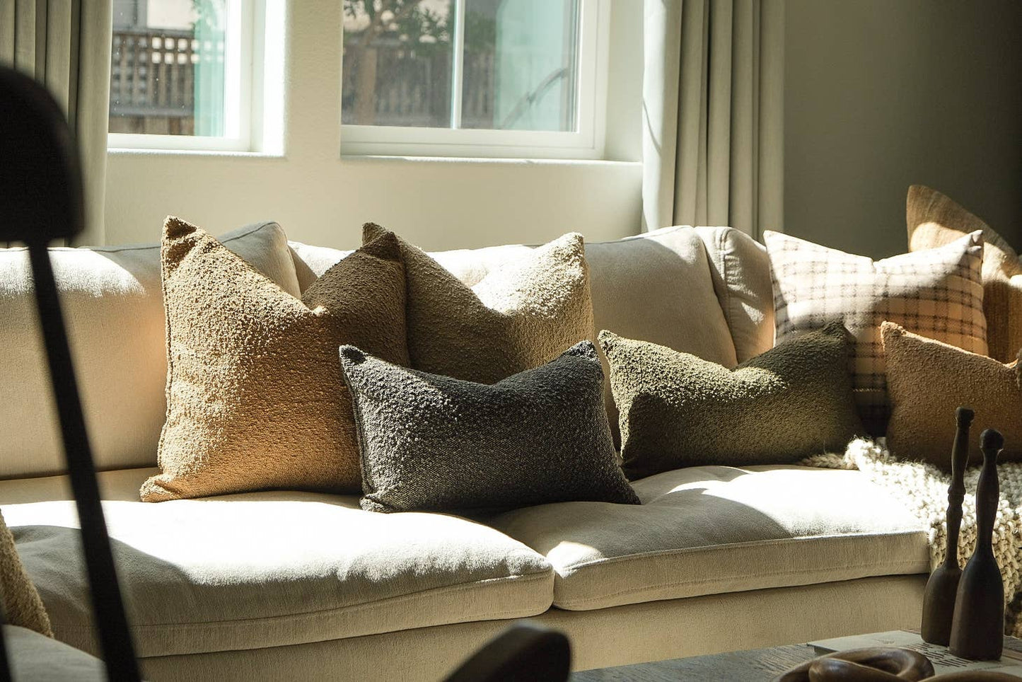 Boucle dark brown color pillow cover