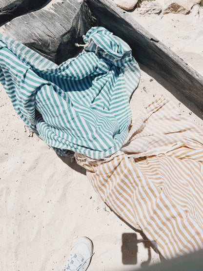 High quality green and yellow turkish cotton beach towel natural high absorbency