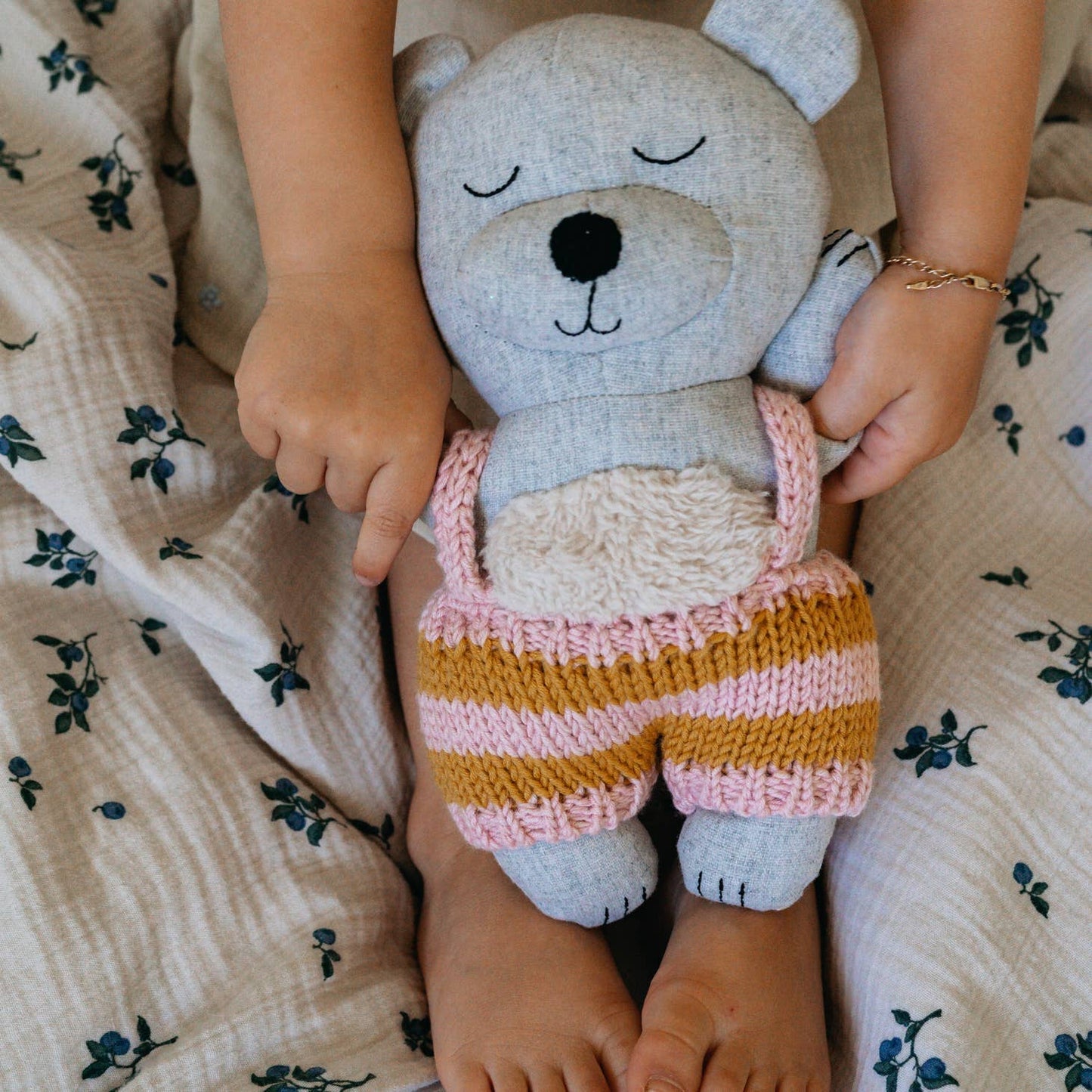 Plush Bear with knitted pants and fluffy tummy by and the little dog laughed