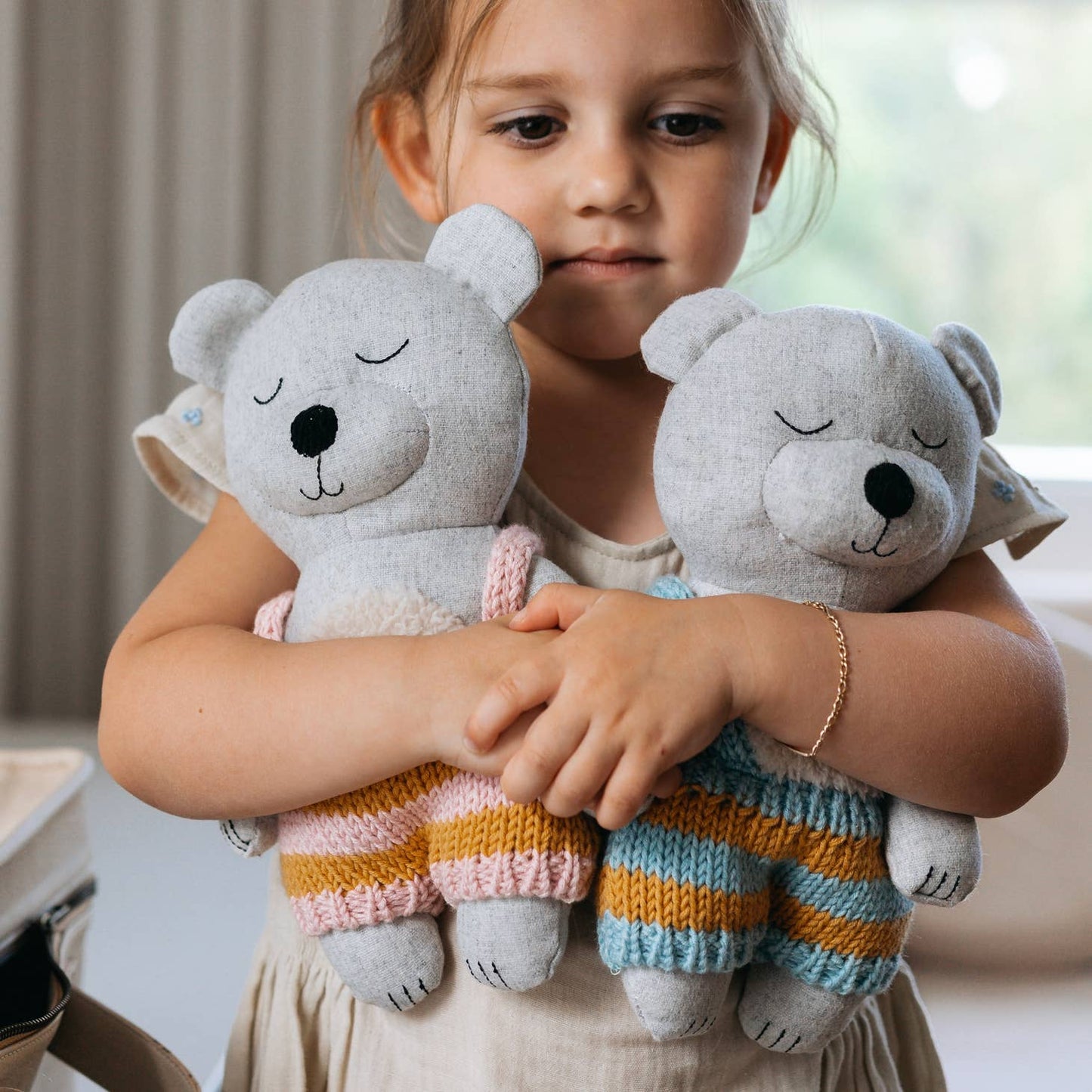 Plush Bear with knitted pants and fluffy tummy by and the little dog laughed