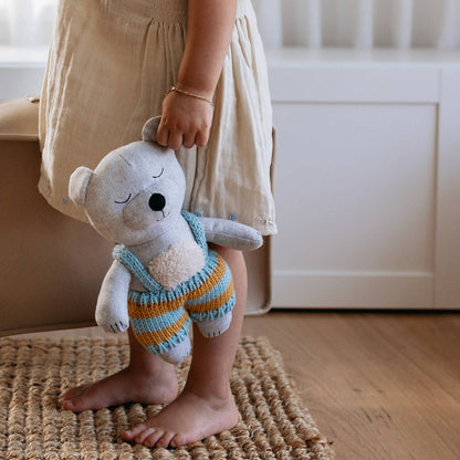 Plush Bear with knitted pants and fluffy tummy by and the little dog laughed