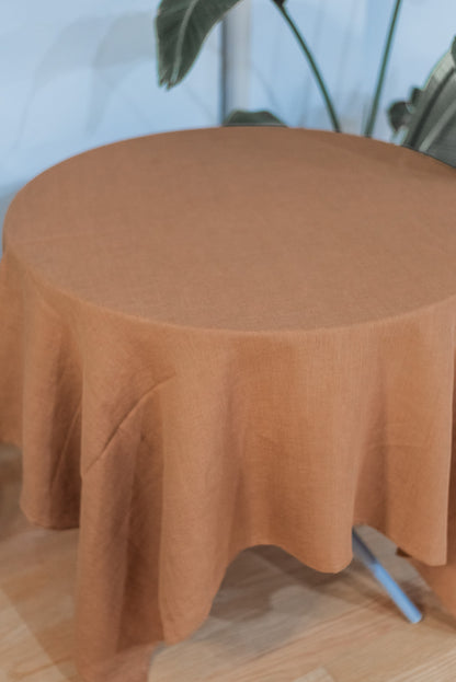 Cinnamon color high quality pure european linen sustainable tablecloth